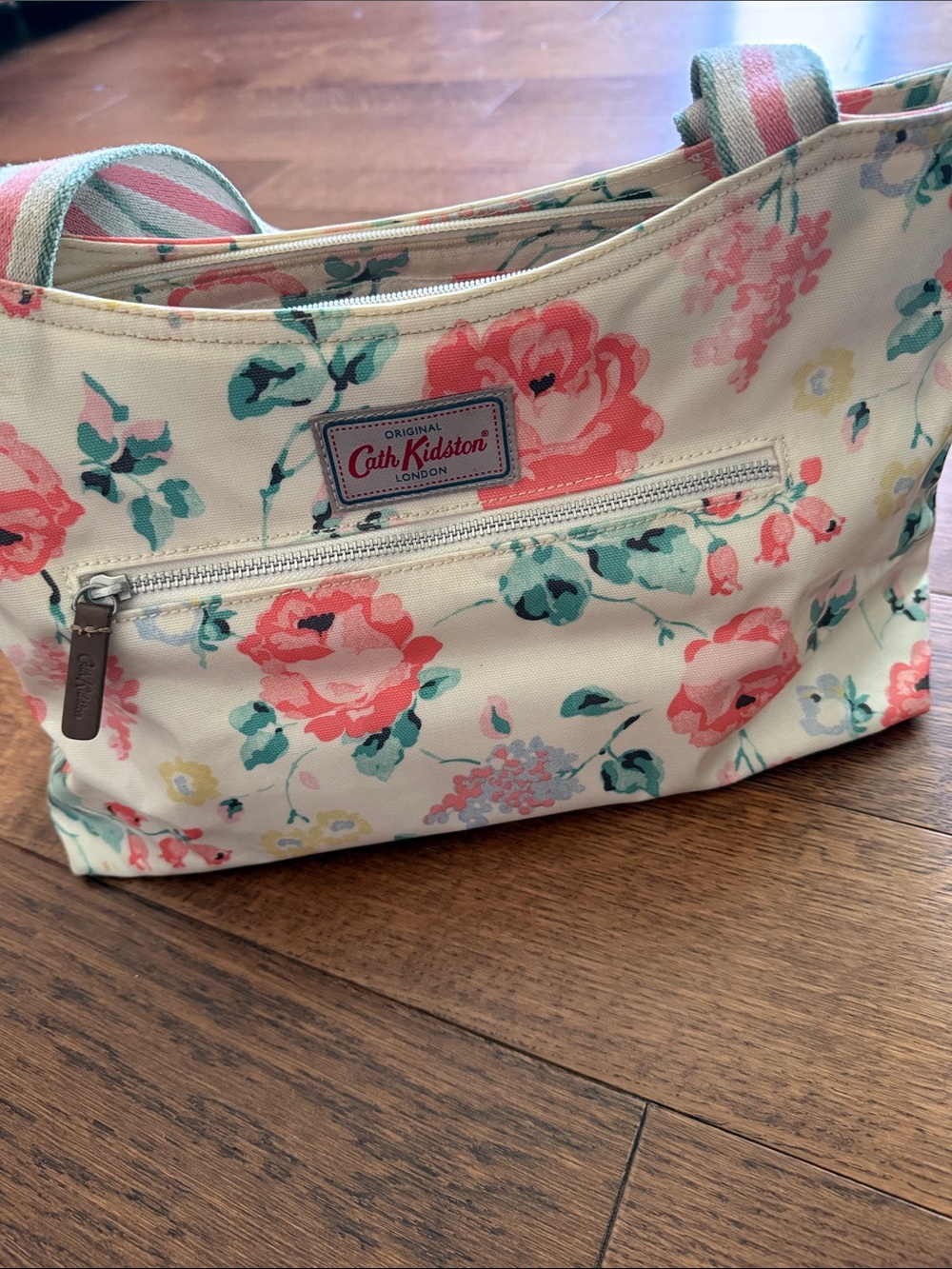 Cath Kidston Floral Cream Tote with Pink & Green Roses